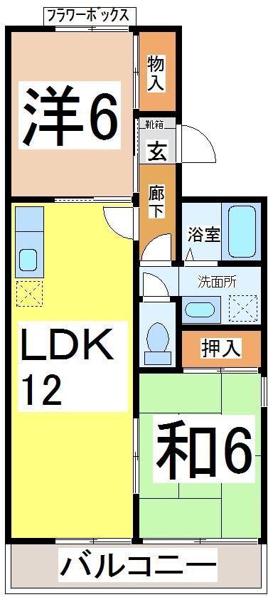 ドゥ・ファミリー(2LDK/2階)の間取り写真