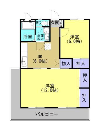ハイム隼人(2DK/3階)の間取り写真