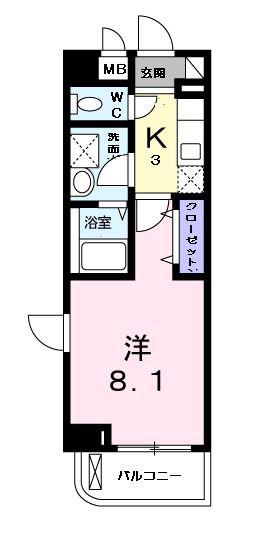 ヴァンクレール III(1K/2階)の間取り写真