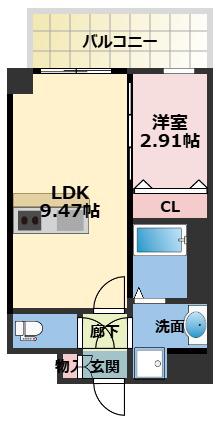ALIVIS SHIMO-SHINJO SOL TERRACE(1LDK/2階)の間取り写真