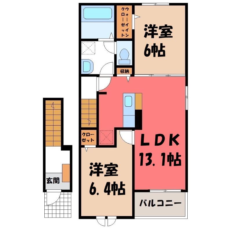 ニューライズ藤 II(2LDK/2階)の間取り写真