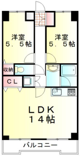 リンデンハイム赤塚(2LDK/3階)の間取り写真