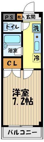 サンライズ境(1K/1階)の間取り写真