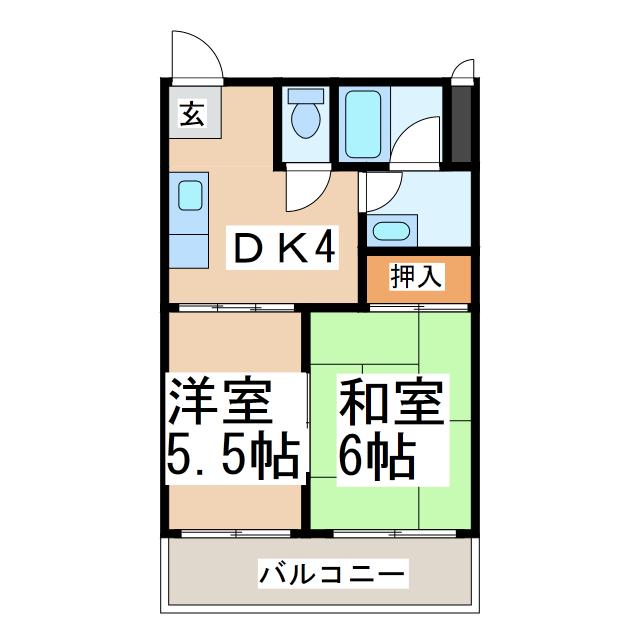 エ・クロール堀川(2DK/1階)の間取り写真
