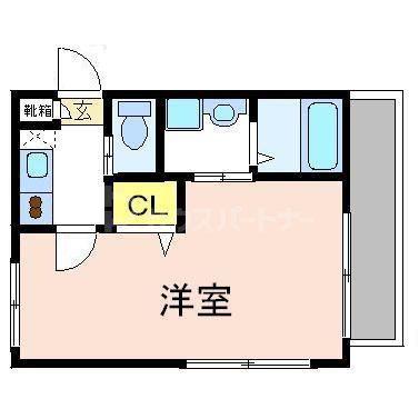 パームテラスII(1K/2階)の間取り写真