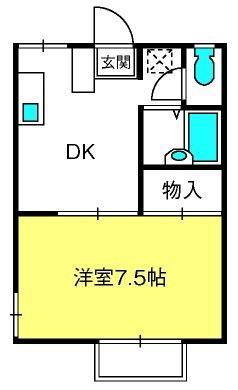 コーポ92(1DK/2階)の間取り写真