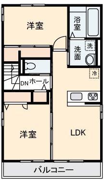 ブリュンヒルト(2LDK/2階)の間取り写真