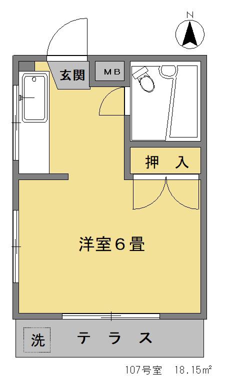 下井草ドエール(1K/1階)の間取り写真