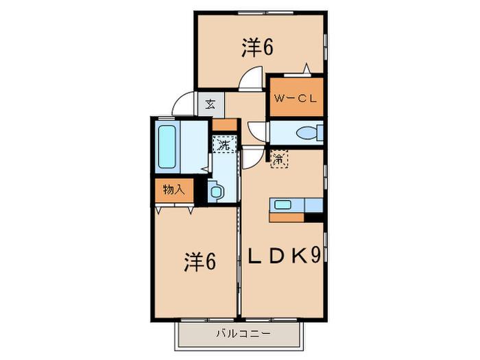 グランディールB(2LDK/2階)の間取り写真