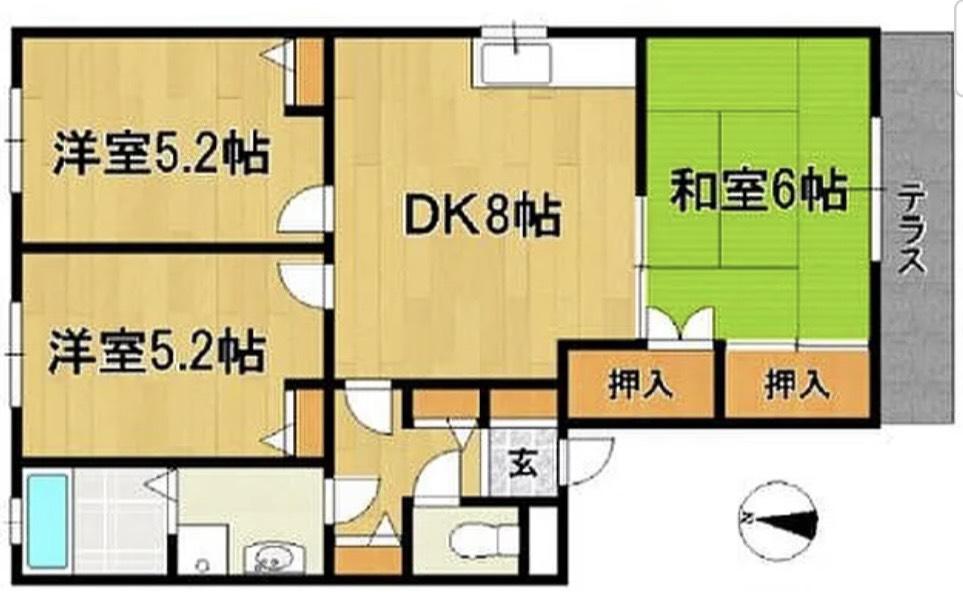 スクエアIII(3DK/2階)の間取り写真