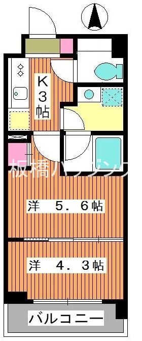 ラポール上板橋(2K/1階)の間取り写真