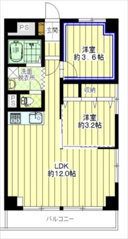 東建池袋要町マンション(2LDK/8階)の間取り写真