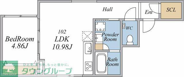 エクセルシオール荏原町(1LDK/1階)の間取り写真