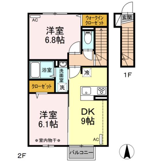 アネトス A(2DK/2階)の間取り写真
