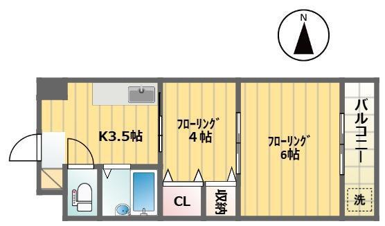 パラシオン笹塚(2K/2階)の間取り写真