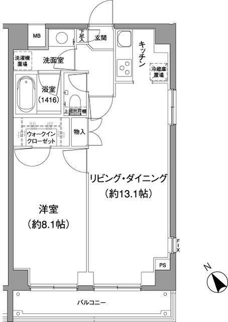 ザ キューブ(1LDK/3階)の間取り写真