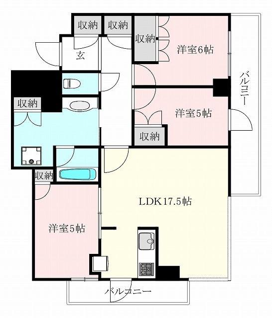 リバーガーデンタワー上町台筆ヶ崎(3LDK/31階)の間取り写真