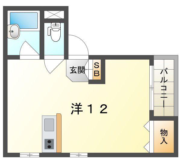 ブランズクロス(ワンルーム/3階)の間取り写真