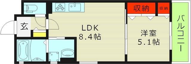 ピレーネ赤川(1LDK/2階)の間取り写真