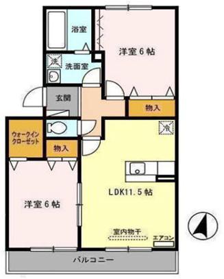 コートビレッジ山王III(2LDK/1階)の間取り写真