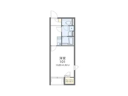 セレーノ香椎(1K/1階)の間取り写真