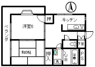 バースランド安積(2DK/3階)の間取り写真