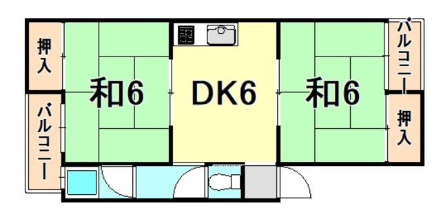 マンション加島(2DK/1階)の間取り写真