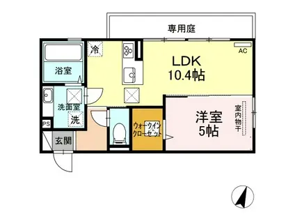 ハウスとりみゆ(1LDK/1階)の間取り写真
