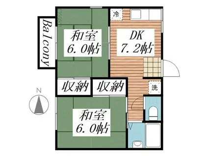 ドリームハイツ(2DK/2階)の間取り写真