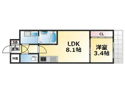 LIVIAZ KOBE LAMER(1LDK/4階)の間取り写真