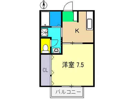 ハイツファータ(1K/1階)の間取り写真