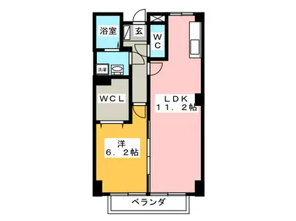 アヴニール川瀬(1LDK/2階)の間取り写真