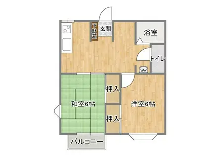 キャメルハウス(2DK/2階)の間取り写真