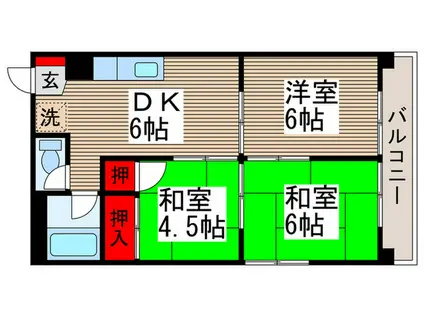 及川ビル(3DK/2階)の間取り写真