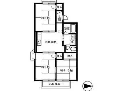 グランディール行橋 A棟(3DK/2階)の間取り写真