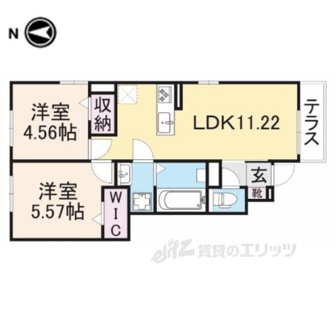 フラン瀬田B棟(2LDK/1階)の間取り写真