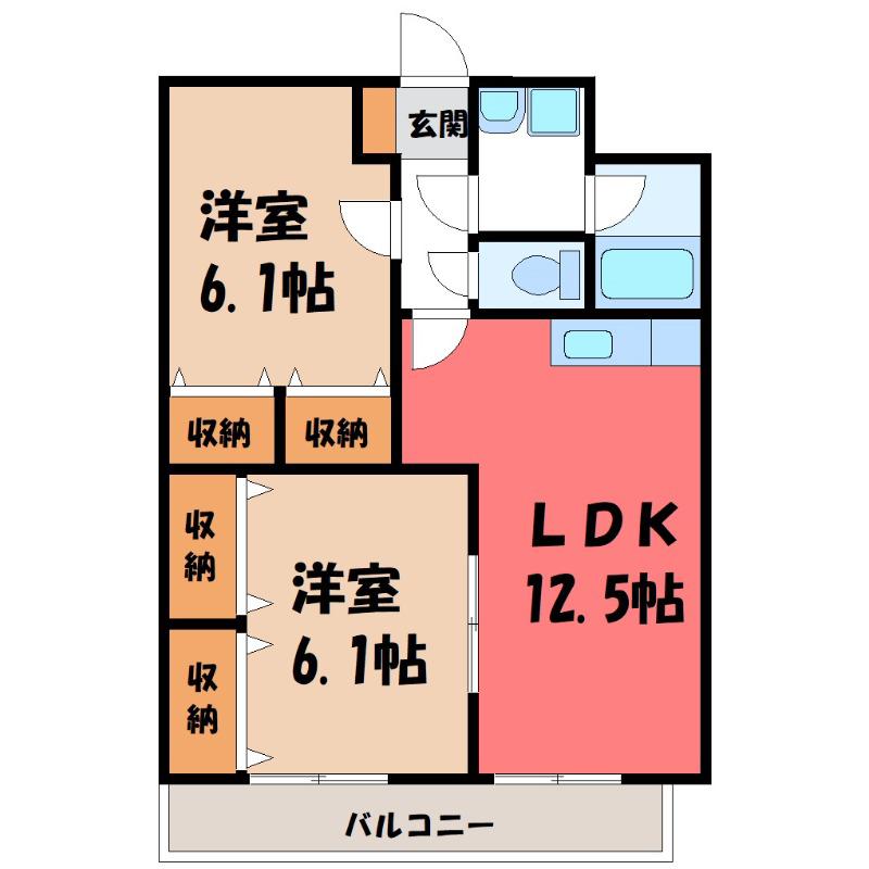 ブレインフォート(2LDK/2階)の間取り写真