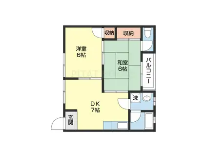 ベルハウス関戸(2DK/2階)の間取り写真