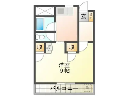 ロイヤルヒルズ(1K/2階)の間取り写真