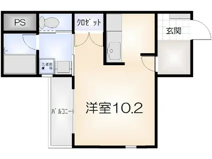 エスキス山城(1K/2階)の間取り写真