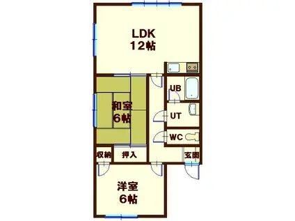 ユピテル参番館(2LDK/2階)の間取り写真