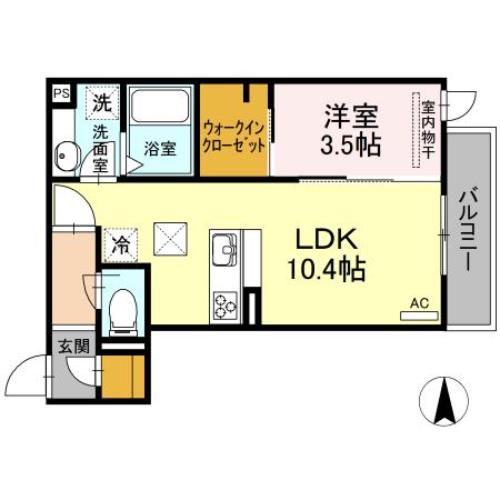 エクセレント33(1LDK/2階)の間取り写真