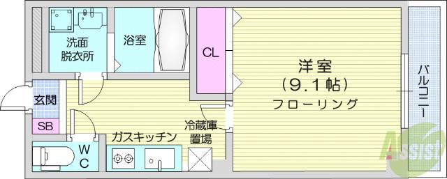 セレッソ(1K/1階)の間取り写真