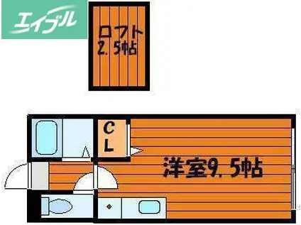 グリーンパレス京山C棟(ワンルーム/2階)の間取り写真
