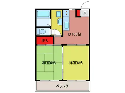 新成マンション(2DK/2階)の間取り写真
