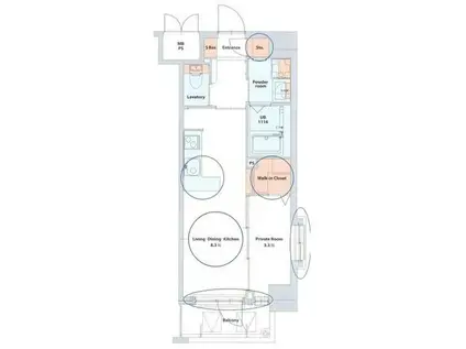 ネストピア博多シティ(1LDK/2階)の間取り写真