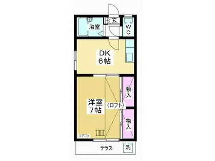 ウエストヒルズ月見野(1DK/1階)の間取り写真