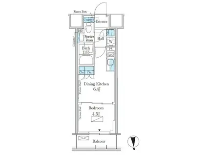 パークアクシス新宿百人町(1DK/1階)の間取り写真