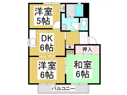 ファインパレス E(3DK/1階)の間取り写真