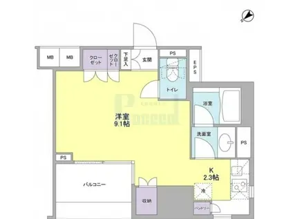 コンフォリア池袋DEUX(ワンルーム/13階)の間取り写真